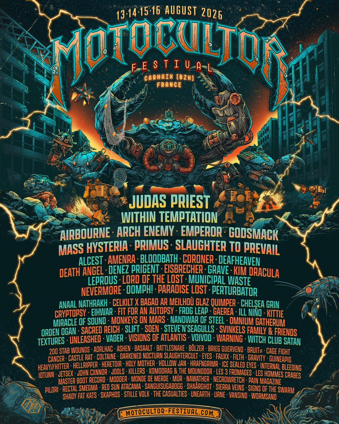 Motocultor Festival 2026 — official line-up poster